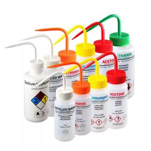 라벨이 있는 안전한 세척 병, 250ml, 500ml, 아세톤, 메탄올, 에탄올, 실험실 청소 병, 1 개