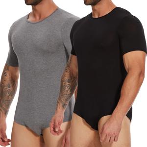 남성 반팔 바디 슈트 프레스 Botton 가랑이 셔츠 잠옷 바디 슈트 언더 셔츠 Leotard Top