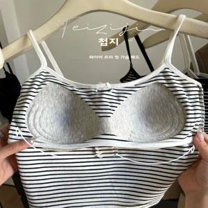 통합형 스포티 베스트 여성 이너웨어 고정컵 브라리스 탑 숏 스타일 면 00% 반팔 스윗 스타일 베스트