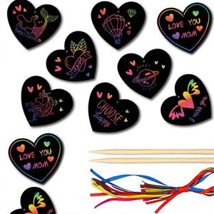 12 Pcs 나비 하트 모양의 북마크 스크래치 드로잉 종이 어린이 그림 책 매직 스크래치 아트 크리 에이 티브 스티커 장난감 선물