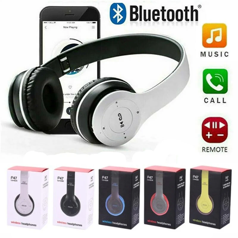 핸즈프리 무선 헤드폰 소음 차단 헤드폰 이어폰 P47 헤드셋 iPhone 용 Bluetooth 헤드 폰 Huawei Samsung S22