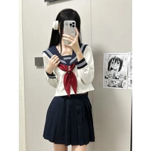 플러스 사이즈 세일러복 유니폼 JK 교복 긴팔 반팔 셔츠 기본형 세트 중학교 교복 JK 스커트