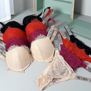 새로운 V 여성용 섹시 브라 팬티 세트 편안한 푸쉬업 쉐이프웨어 조절 가능한 패드가 있는 레이스 란제리 세트