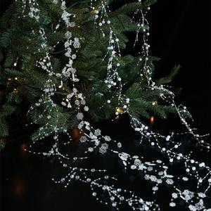 진주 크리스마스 핫셀링 아이스 크리스탈 솔리드 컬러 비즈 스트링 덩굴 꽃 화환 크리스마스 트리 장식 펜던트