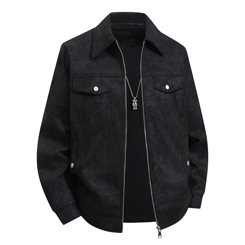 남성 봄, 가을 아메리칸 스웨이드 자켓 플러스 사이즈 뉴 캐주얼 160kg 9XL 한국 패션 남성 자켓