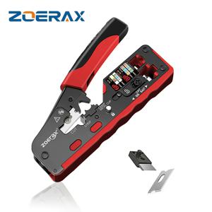 ZoeRax Cat7 RJ45 압착 도구는 예비 블레이드가 있는 컷/스트립 다기능 크림퍼가 있는 Cat7/6a/6/5e 이더넷 케이블과 호환됩니다.