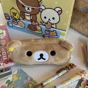 Kawaii Rilakkuma 여아용 연필 케이스, 귀여운 만화 곰 연필 파우치, 정리함 펜 가방, 학교 문구 선물, 인기 상품