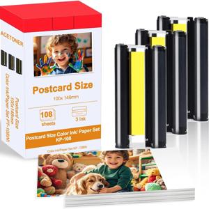 Canon Selphy CP1500 CP1300 CP1200 CP910 CP900 포토 프린터 KP-108IN 잉크 6 인치 용 CP1500 인화지