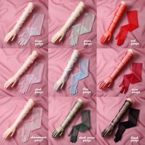 웨딩 신부 장갑 다양한 색상 사용 가능 여성용 팔꿈치 길이 댄스 파티 거즈 장갑