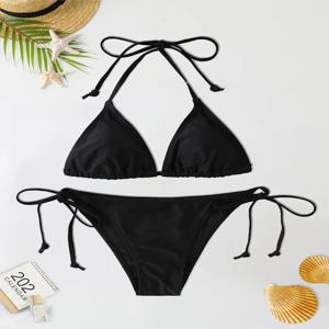 2 개/대 2024 패션 섹시한 수영복 여성 비키니 세트 삼각형 수영복 String Beachwear 끈 팬티 원피스 정장 브라질 Biquini