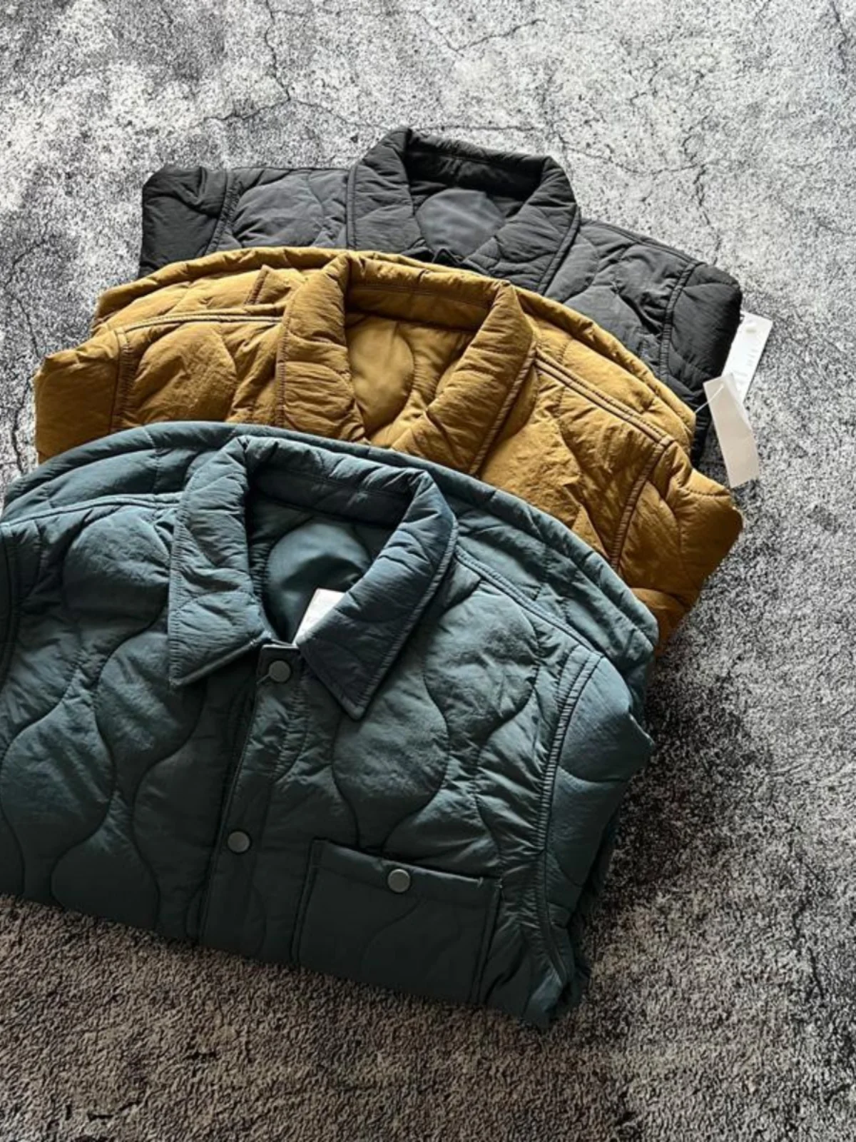 가벼운 가을 겨울 캐주얼 루즈핏 코튼 퀼팅 다이아몬드 패턴 재킷 단색 턴다운 칼라 레트로 레이어링 코트