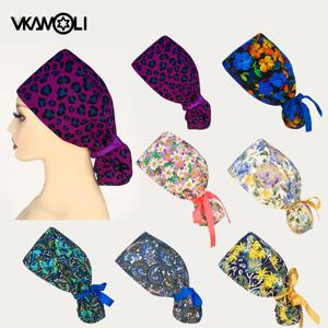 리본 타이 포니테일 헤어 홀더 간호사 스크럽 캡 여성용 긴 머리 포니테일 캡