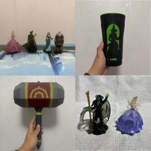 정품이지만 상자 없음, 위키드 영화 상품 - 글린다 마녀 모자 물컵, 팝콘 버킷, 수집용 피규어 모델 장난감 선물