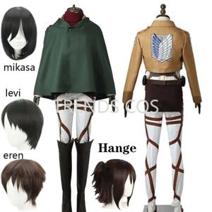 코스프레 애니메이션 Levi Ackerman Mikasa Ackerman 코스프레 의상 Eren Jaeger 의상 Hange Zoe 코스프레 의상 AOT 풀 세트