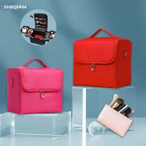 여성용 대형 메이크업 운반 기차 케이스, 여행용 가방 보관함, 조절 가능한 4단 전문 네일 정리 케이스