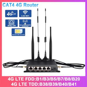 KuWFi 300Mbps CAT4 4G LTE 라우터 무선 WiFi 라우터 WAN LAN RJ45 포트 AP 리피터 모드 USIM 슬롯이있는 4pcs 분리형 안테나