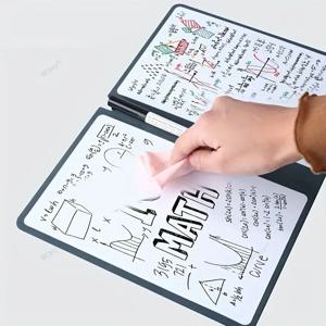 A5 휴대용 재사용 화이트보드 노트 세트 (펜 및 지우개 천 포함) 가죽 메모 패드 주간 플래너, 세련된 사무실 사용을 위해