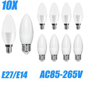 10PCS LED 촛불 전구 220V 85-265V E14/E27 3W 6W 9W 12W 15W 에너지 절약 램프 실내 장식 침실 및 거실 조명