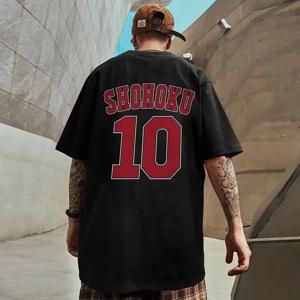 남성용 오버사이즈 패션 루즈 아메리칸 농구 넘버 10 프린트 반팔 라운드 넥, 다목적 트렌드 커플 복장, 8XL