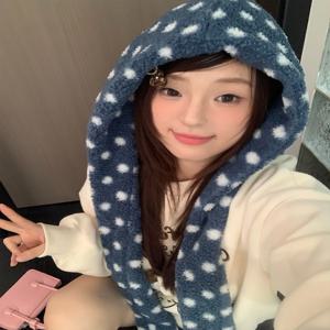 마이너리티 디자인 센스 물방울 무늬 모자 스카프 원피스 패션 다용도 가을 겨울 분위기