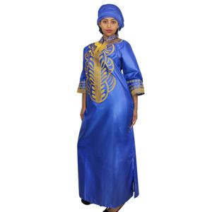 여성을위한 아프리카 복장 전체 돌 자수 플러스 사이즈 우아한 파티 교회 드레스