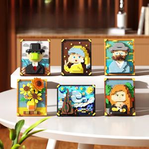 핫셀링 세계적으로 유명한 그림 조립 블록 창의적인 픽셀 유화 액자 해바라기 블록 장식