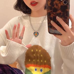 다채로운 하트 모양 힙합 목걸이, 십대 소녀들을 위한 스쿨룩, 스윗하고 쿨한 트렌디 목걸이, 크로스보더 INS 럭셔리