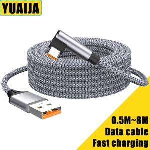 6A USB C 팔꿈치 유형 C 고속 충전 케이블 3m 5m 전화 삼성 화웨이 Xiaomi Oppo OnePlus VR 카메라 용 충전 케이블 확장