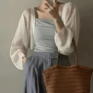 여성용 얇은 단색 아이스 실크 자외선 차단 가디건, 긴 소매 짧은 코트, 캐주얼 의류, 여아용 패션