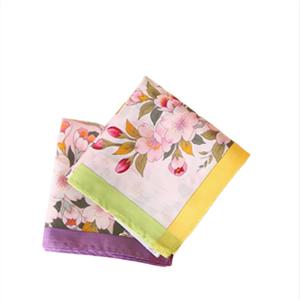 레이디 얼굴 솔기 프린트 꽃 손수건, 면 스카프, 부드러운 세탁 가능 손수건, 중국 스타일, 야외 포켓 휴대용 핸드 타올, 3 개