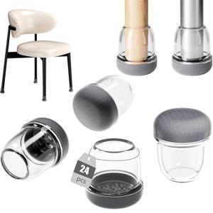 24pcs 회색 의자 다리 커버 대각선 다리 바닥 보호기 실리콘 가구 테이블 피트 의자 테이블 보호 소음 없음