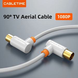 CABLETIME 90도 TV 케이블 M/M 위성 안테나 HD 안테나 TV STB 비디오 라인 용 고품질 TV 라인 1080P 3C2V 케이블