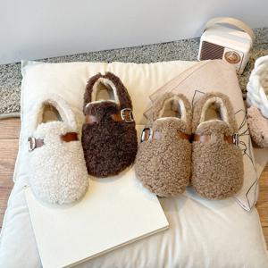 2025년 겨울 아동 신발, 여아용 푹신한 면 슈즈, 부드러운 바닥, 미끄럼 방지, 키즈 패션 심플 플러시 슈즈, 트렌디하고 다용도