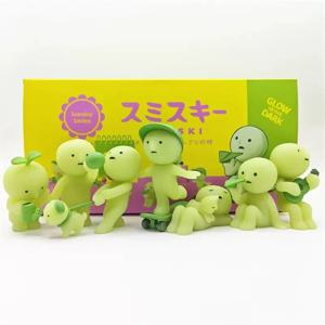 스미스키 선데이 시리즈 블라인드 박스 애니메이션 피규어 야광 모델 인형 데스크탑 장식품 컬렉션 장난감 생일 선물