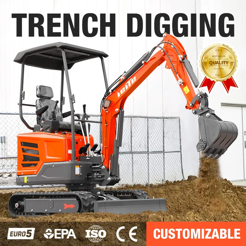 1톤 미니 굴삭기 다중 보조 장치 마이크로 굴삭기 빠른 배송 맞춤형 1.8톤 2톤 크롤러 소형 굴삭기