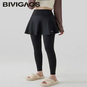 BIVIGAOS 가을 새 바지 스커트 가짜 두 조각 상어 레깅스 여성 인기 쉐이핑 요가 피트니스 원활한 스포츠 레깅스