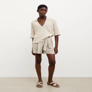 브이넥 반팔 폴로 셔츠, 오프 화이트, 루즈한 버전, 이너리얼 MD 2023, 가을 신상