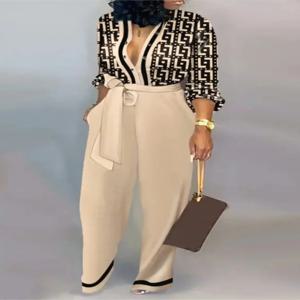 여성 패션 편지 인쇄 긴 소매 점프 슈트 봄 버튼 원피스 오버올 streetwear 가을 우아한 사무실 레이디 playsuit