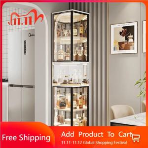 투명 유리 바 캐비닛 선반 거실 모바일 와인 캐비닛 주방 스토리지 장식 Estante 중국 스타일 가구