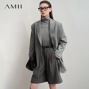 AMII 여성 자켓 2025 가을 신상 루즈핏 중간 길이 솔리드 여성 블레이저 다용도 긴팔 블레이저 여성용 12553050