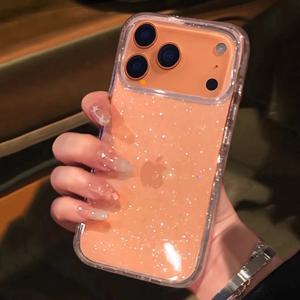 럭셔리 패션 블링 글리터 투명 폰 케이스 아이폰 17 프로 맥스 16 15 14 13 12 11 XS X XR 7 8 16 플러스 16E 17 에어 커버