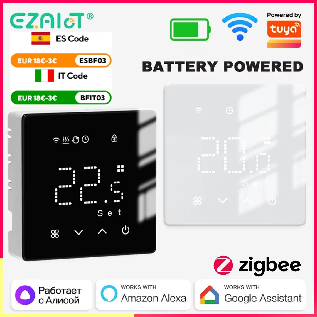 스마트 와이파이 온도조절기 지그비 투야 물 가스 보일러 전력 배터리 무선 온도 조절기 알렉사 구글 홈 앨리스