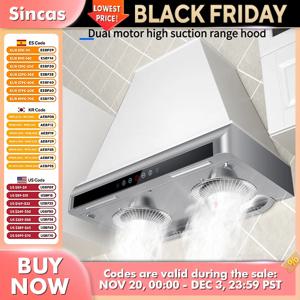 주방 상단 흡입 듀얼 모터용 초박형 레인지 후드, 강력한 흡입력, 주방 환풍기 에너지 절약, 넓은 710mm