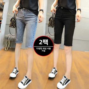 블루 하이웨이스트 스키니 데님 반바지 여성용 찢어진 자전거 라이딩 5부 코튼 스트레치 진 하이웨이스트 반바지