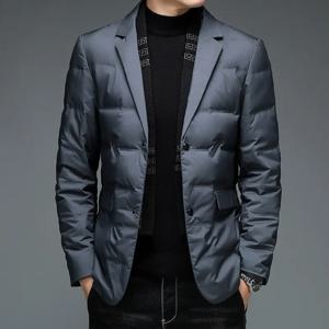 남성 다운 재킷 스카프 칼라 다운 재킷 중년 아빠 중년 정장 플러스 지방 M-6XL 고품질 패션 코트