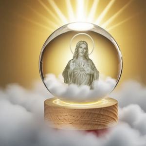 독특한 예수 3D 수정구슬 야간 조명 - 크리스마스 장식 및 성탄 장면에 적합 종교적 신념을 표시합니다.