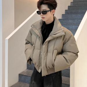 짧은 퀼팅 패딩 재킷 남성용 루즈핏 한국 리뷰 다수 저렴한 세일 작업용 겨울 코트 남성 의류 패션 2025 스타일리시 Y2K
