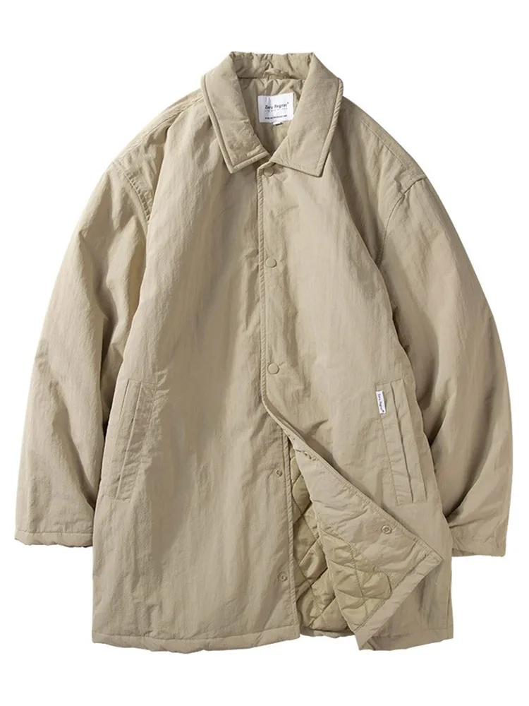 남성용 면 재킷 겨울용 경량 방수 중간 길이 따뜻한 면 패딩 캐주얼 심플 칼라 면 코트