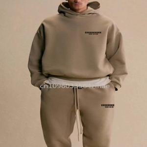 럭셔리 디자인 남성 후드 세트 가슴 뒷면 실리콘 레터 로고 투피스 세트 디자이너 브랜드 남성 오버사이즈 스포츠 트레이닝복