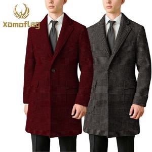 남성용 체크 울 코트 자켓 가을 겨울 트위드 두꺼운 트렌치코트 맞춤형 비즈니스 정장 캐주얼 블레이저